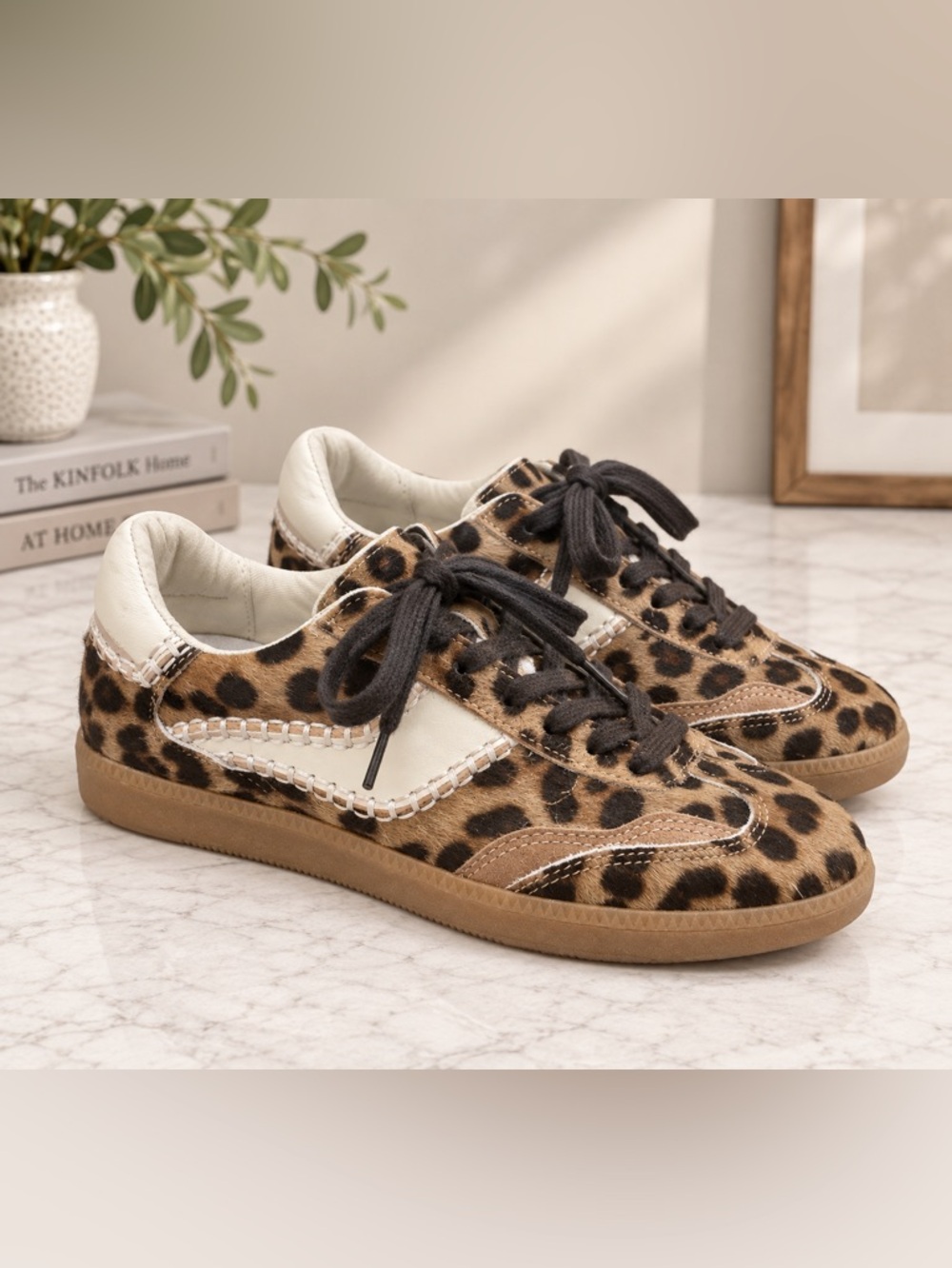 Dolce Vita Women’s Leopard Print Faux Fur Casual Sneakers - Brown/Black 8.5